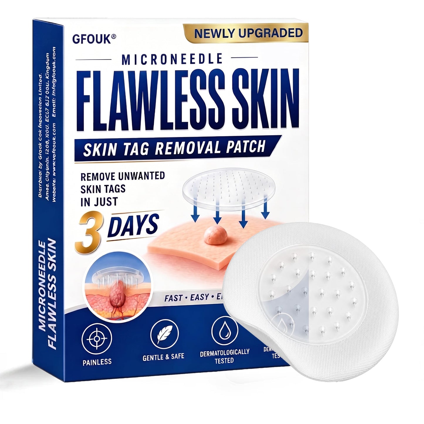 💎GFOUK® 2026 Newly Upgraded 2-in-1 Microneedle Hydrocolloid Patches | Removes Raised Moles, Acne, Flat Warts, and Skin Tags | Improves Wrinkles, Scars, and Blemishes | Invisible Acne Patches for Face & Body