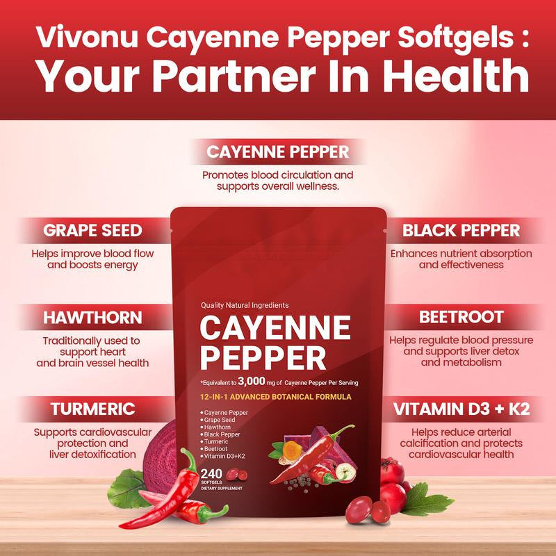 🏆Flash Sale⚡ 100K+ SOLD! 🏆Cayenne Pepper Softgels Supplement-H