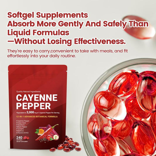 🏆Flash Sale⚡ 100K+ SOLD! 🏆Cayenne Pepper Softgels Supplement-H