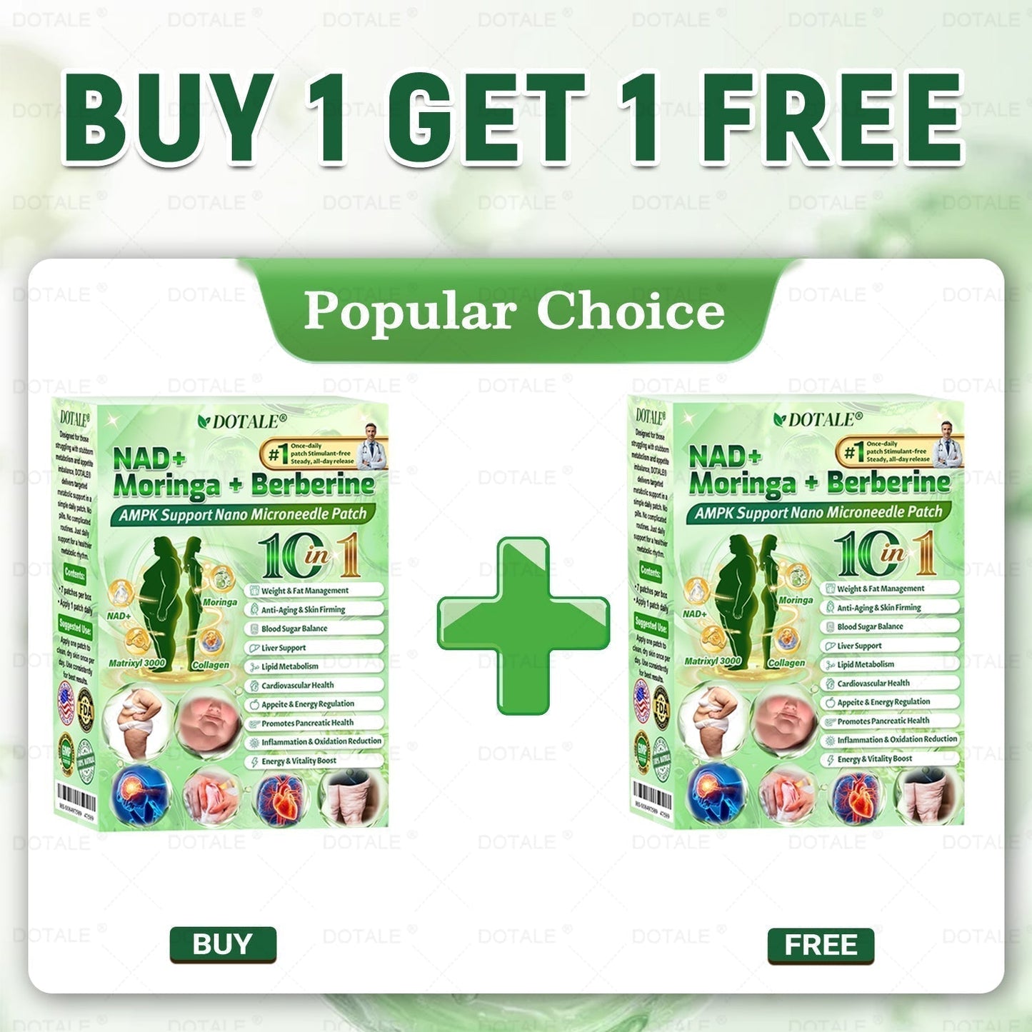 🍃DOTALE® NAD+ Moringa Berberine AMPK Nano Microneedle Patch🍃（Once daily, visible results in 7 days）Supports metabolism, weight management, heart health, and overall wellness