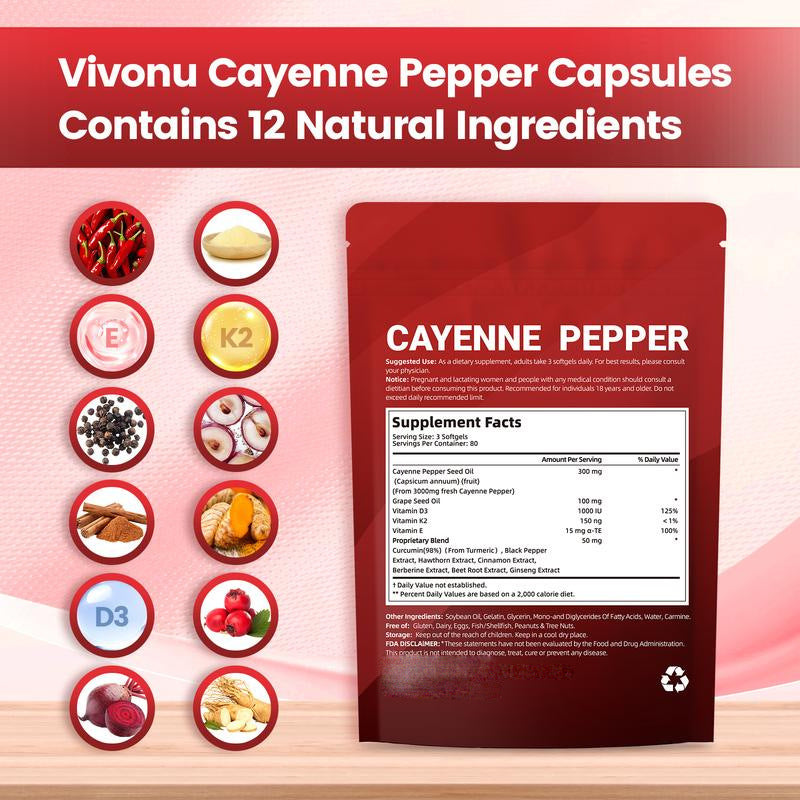 🏆Flash Sale⚡ 100K+ SOLD! 🏆Cayenne Pepper Softgels Supplement-H