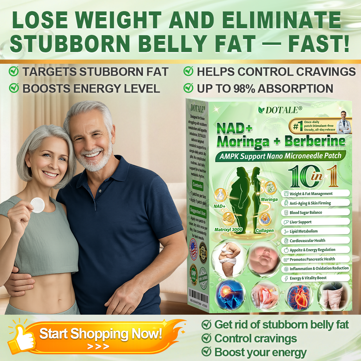 🍃DOTALE® NAD+ Moringa Berberine AMPK Nano Microneedle Patch🍃（Once daily, visible results in 7 days）Supports metabolism, weight management, heart health, and overall wellness